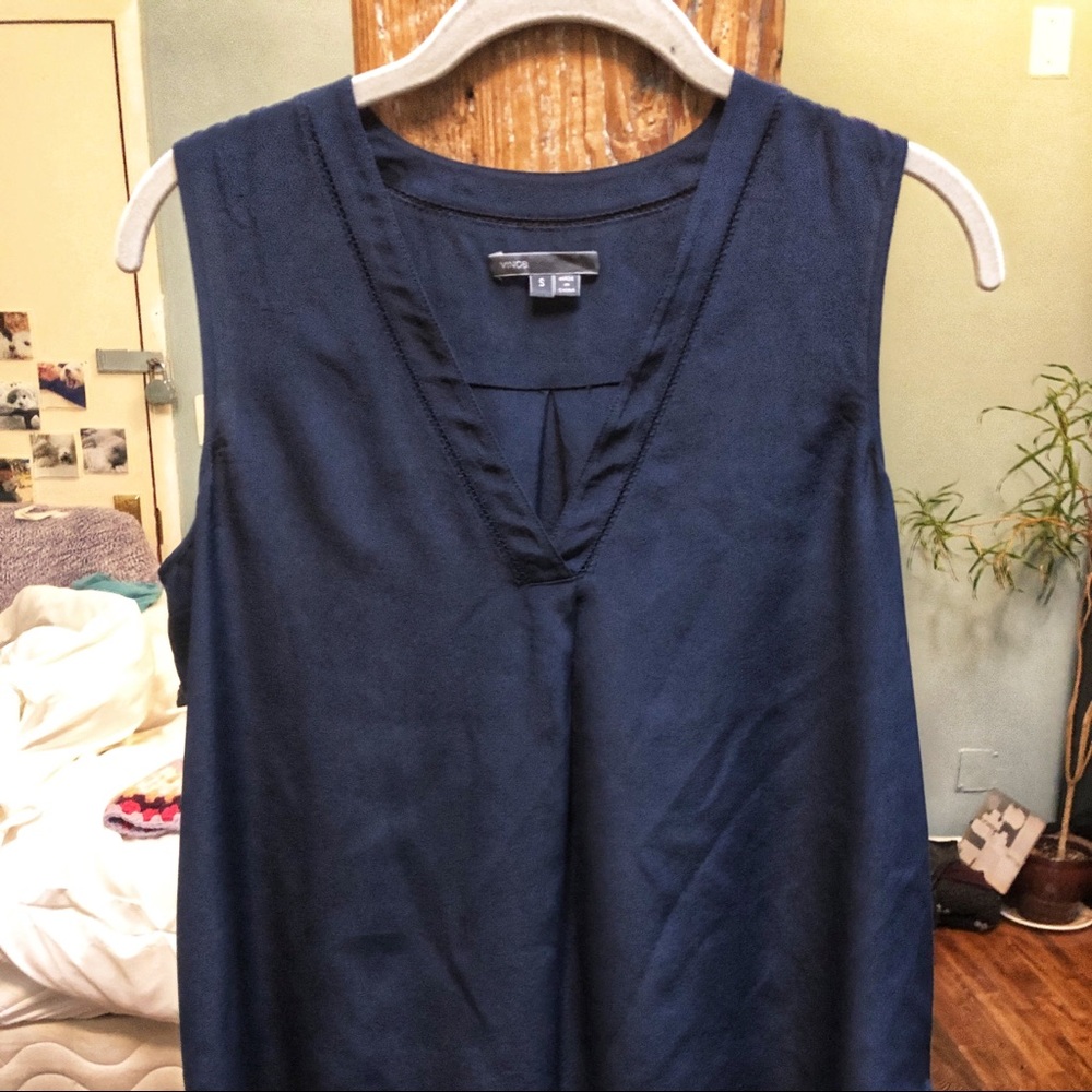 Vince Silky Navy Blue Top Size Small